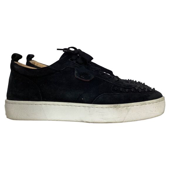 Christian Louboutin Happyrui Spiked Sneakers in Black Suede